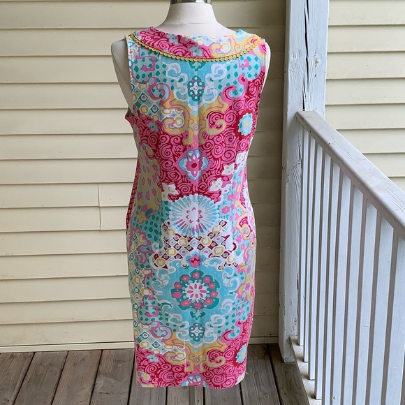 Talbots Medallion Interlock Shift Dress M Colorful Floral Sleeveless Summer - Picture 5 of 11